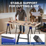 WORKPRO 2-Pack Heavy Duty Folding Sawhorses, 1800 lbs Load Capacity, Steel Sawhorse with Interlocking Design & Non-Slip Top for Workshop, Garage and Construction Projects