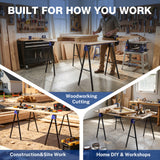 WORKPRO 2-Pack Heavy Duty Folding Sawhorses, 1800 lbs Load Capacity, Steel Sawhorse with Interlocking Design & Non-Slip Top for Workshop, Garage and Construction Projects