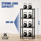 WORKPRO 4-Tier Plastic Storage Shelf, Black Freestanding Utility Organizer for Garage, Laundry Room & Basement