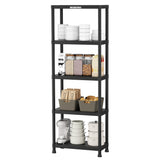WORKPRO 5-Tier Plastic Storage Shelf, Black Freestanding Utility Organizer for Garage, Laundry Room & Basement