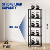 WORKPRO 5-Tier Plastic Storage Shelf, Black Freestanding Utility Organizer for Garage, Laundry Room & Basement