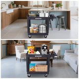 WORKPRO 500 LBS 2-Tier Utility Service Cart, Rolling Tool Cart with 360° Swivel Locking Casters, 39"x17"x33" PP Plastic Work Station for Garage & Home