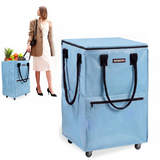 WORKPRO Large Rolling Grocery Bag, 36-Gallon Tote with 5 Wheels, 110 lbs Capacity, Dual Carry, Wide Zipper & Extra Storage for Shopping, Laundry & Moving