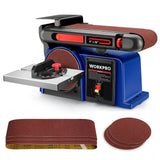 WORKPRO Belt Disc Sander, 4 in. x 36 in. Belt & 6 in. Disc Sander with 6 pcs Sandpapers, Cast Iron Base for Sanding Woodworking