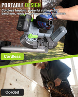 WORKPRO 20V Cordless Portable Band Saw for Cutting Metal with 3.75 Inch Cut Capacity & 6 Adjustable Speeds(370-670RPM, 324-587 SFPM)
