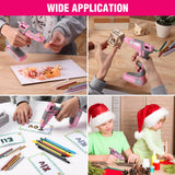 WORKPRO Cordless Hot Glue Gun Kit, 30s Fast Heat, 7.2V Dual Temp, 2600mAh Battery, 50 Glue Sticks, USB-C Charging & Storage Bag - Pink Ribbon