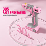 WORKPRO Pink Cordless Hot Melt Glue Gun, 7.2V Rechargeable Fast Preheating Glue Gun Kit with 20 Pc Premium Mini Glue Stick, Automatic-Power-Off Hot Glue Gun for Art, Craft, Decoration - Pink Ribbon