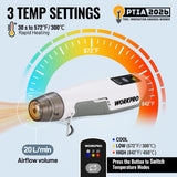 WORKPRO 7.2V Cordless Mini Heat Gun for DIY Crafts, 4000mAh Hot Air Gun, 1.5s Fast Heating, 3 Temp Settings (Cool/572°F/842°F), USB-C Rechargeable