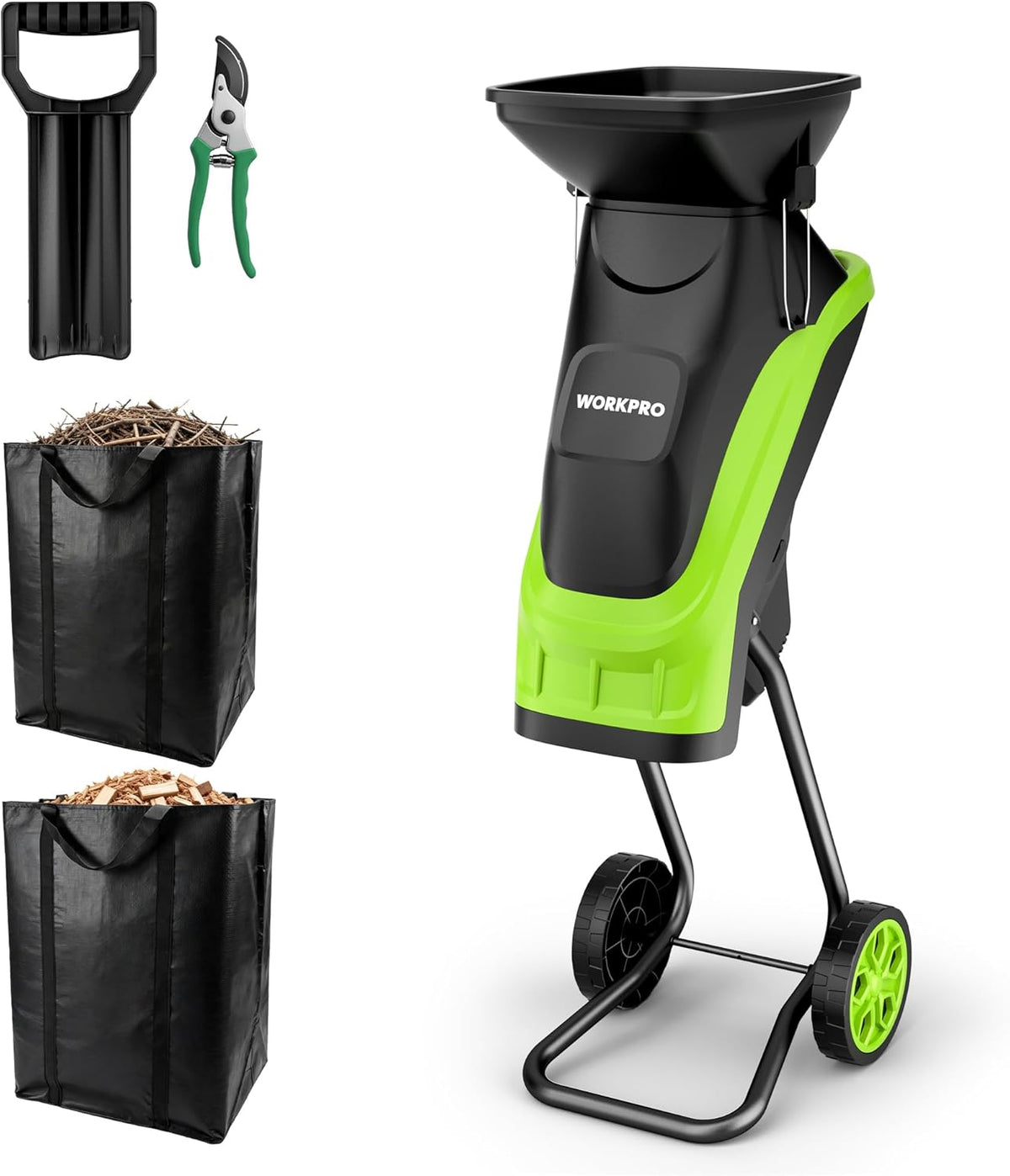 WORKPRO Elektrischer Gartenhäcksler mit Gartenschere