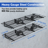 WORKPRO Garage 2-Tiers Metal 12.99"W x 4.53"H Storage Shelves Holds up to 800 lb Maximum Load Weight Capacity, Black