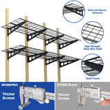 WORKPRO Garage 2-Tiers Metal 12.99"W x 4.53"H Storage Shelves Holds up to 800 lb Maximum Load Weight Capacity, Black
