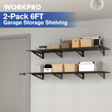 WORKPRO Garage 2-Tiers Metal 12.99"W x 4.53"H Storage Shelves Holds up to 800 lb Maximum Load Weight Capacity, Black
