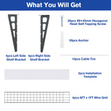 WORKPRO Garage 2-Tiers Metal 12.99"W x 4.53"H Storage Shelves Holds up to 800 lb Maximum Load Weight Capacity, Black