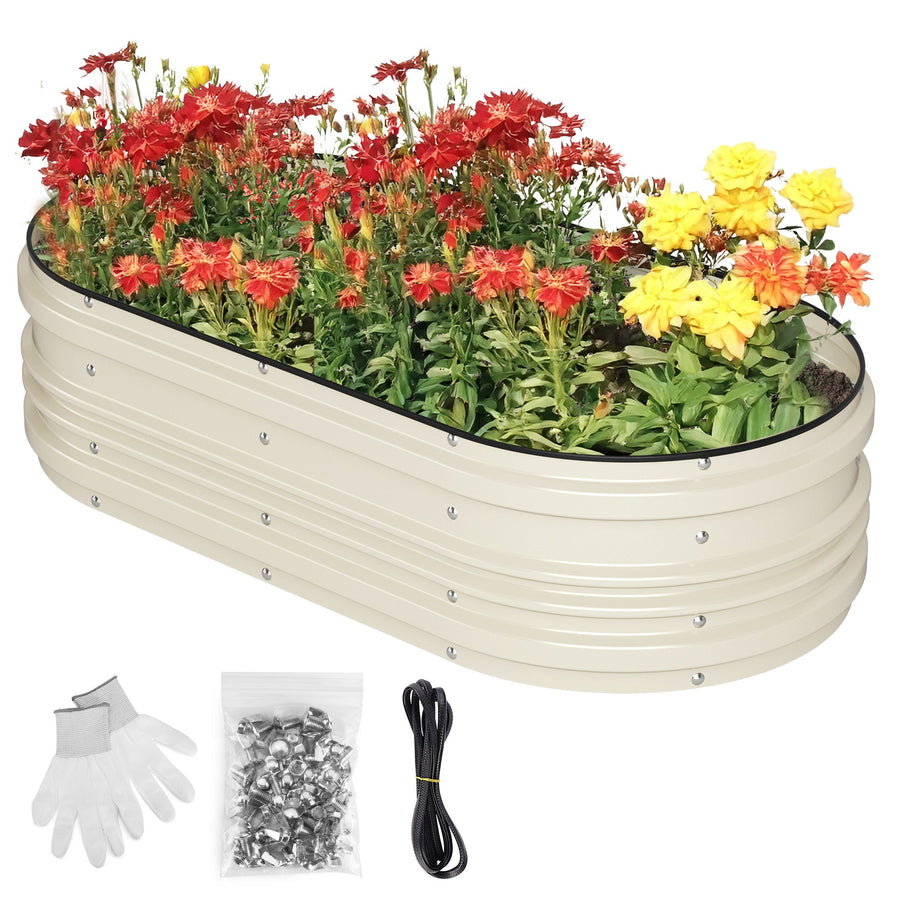 WORKPRO 4x2x1ft Galvanized Raised Garden Bed Set, Rust & Corrosion Protection, Easy Assembly, Safe Edge, Ideal for Vegetables & Flowers, White, 1 Pc