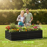 WORKPRO 7.5x4x2ft Outdoor Galvanized Metal Raised Garden Bed, Black