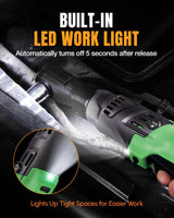 WORKPROX 20V Cordless Ratchet Wrench Kit, 1/2" Sockets, 74Ft-lbs, 250RPM, 2 Batteries