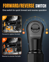 WORKPROX 20V Cordless Ratchet Wrench Kit, 1/2" Sockets, 74Ft-lbs, 250RPM, 2 Batteries