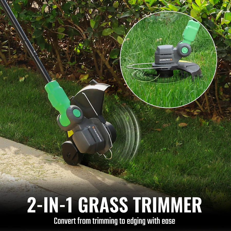 WORKPROX 2 in 1 Lawn Edger & Weed Trimmer  with 2Pcs Grass Trimmer Spool Line - 20V