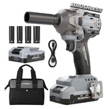 WORKPROX 20V Cordless Impact Wrench Brushless, 440 Ft-Ibs 1/2 Impact Gun | 600N.m High Torque Electric Impact Driver for Car Tire Change, Mower, Pickup & Home Repair, 3 Speeds, LED, 4 Sockets