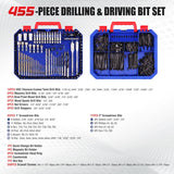 WORKPRO 105Pcs Drill & Driver Bit Set + 350 Screws, Kit for Home & Masonry | Clear-Lid Storage Case, 1/4" Hex Shank, HSS Twist Drill Bits, Magnetic Bit Holder, for Wood Metal Plastic Concrete Masonry
