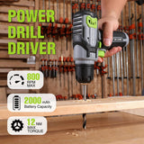 WORKPRO Cordless Power Drill Set with Stackable Tool Box, 8V Cordless Drill Driver and Bit Set, 2.0Ah Electric Cordless Screwdriver Kit with 3/8" Keyless Chuck, Portable Drill for Home Repair, DIY