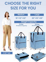 WORKPRO Medium Rolling Grocery Bag, 18-Gallon Tote with 4 Wheels, 75 lbs Capacity, Dual Carry, Wide Zipper & Extra Storage for Shopping, Laundry & Moving