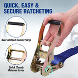 WORKPRO Ratchet Tie Down Straps, 6-Pack | 2" x 15' | 5000 lbs Break Strength Heavy Duty Ratchet Straps, Fits for Moving Appliances Motorcycle ATV Truck (Blue)