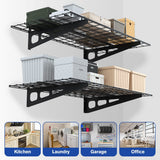 WORKPRO 2-Pack 2x4FT Heavy Duty Garage Wall Mounted Shelving, 48” x 24", 400lbs Load Capacity (Total), Black