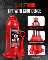 WORKPRO Bottle Jack, 4 Ton Heavy Duty Hydraulic Car Jack with Storage Case