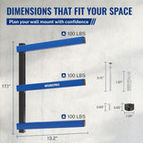 WORKPRO 4PC 3-Tier Wall Mount Lumber Storage Rack | Q195 Steel, 265 Lbs Total, 100 Lbs/Tier. Hardware Included. Fits Garages, Basements, Sheds, Workshops