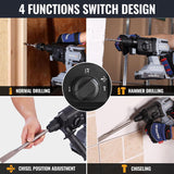 WORKPROX 20V Cordless Rotary Hammer Drill, 7/8" SDS-Plus, 2.0J Hammer Drill for Concrete with 4 Functions, Brushless Motor, 4.0Ah Battery & LED Light, Lightweight SDS Hammer Drill for Home Use