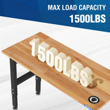 WORKPRO 48"×22" Adjustable Workbench 1500 LBS Load Capacity Hardwood Worktable with Power Outlets, Leveling Foot