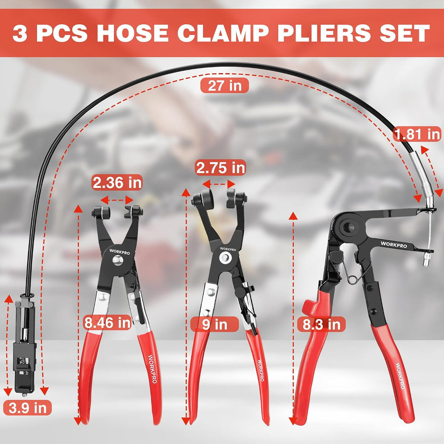 WORKPRO 3-Piece Hose Clamp Pliers Set