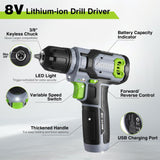 WORKPRO Cordless Power Drill Set with Stackable Tool Box, 8V Cordless Drill Driver and Bit Set, 2.0Ah Electric Cordless Screwdriver Kit with 3/8" Keyless Chuck, Portable Drill for Home Repair, DIY