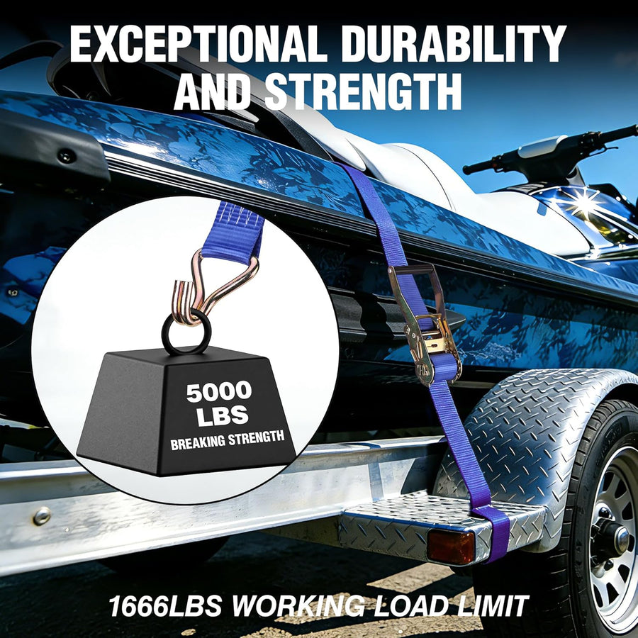 WORKPRO Ratchet Tie Down Straps, 6-Pack | 2" x 15' | 5000 lbs Break Strength Heavy Duty Ratchet Straps, Fits for Moving Appliances Motorcycle ATV Truck (Blue)