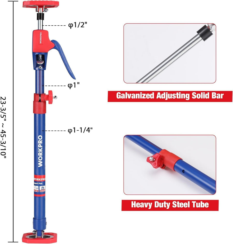 WORKPRO Cabinet Jack Support Pole, 23-5/8" to 45-1/4" Adjustable, 154 lbs, 4-Pack