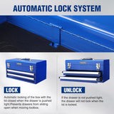 WORKPRO 18 Inch Portable Metal Tool Box with 2 Drawers and 1 Top Storage, Metal Latch and Liner, 100 LBS Load Capacity (Totally)