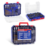 WORKPRO 105Pcs Drill & Driver Bit Set + 350 Screws, Kit for Home & Masonry | Clear-Lid Storage Case, 1/4" Hex Shank, HSS Twist Drill Bits, Magnetic Bit Holder, for Wood Metal Plastic Concrete Masonry