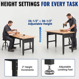 WORKPRO 48"x24" Adjustable Garage Workbench, 2000 LBS, Pegboard