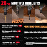 WORKPRO 105Pcs Drill & Driver Bit Set + 350 Screws, Kit for Home & Masonry | Clear-Lid Storage Case, 1/4" Hex Shank, HSS Twist Drill Bits, Magnetic Bit Holder, for Wood Metal Plastic Concrete Masonry