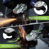 WORKPRO Cordless Angle Grinder, 20V Brushless Grinder with 4.0Ah Battery and Fast Charger, 4-1/2 Inch Dics, 8500RPM Brushless Motor Electric Grinder Power Tools for Metal and Wood