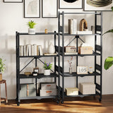 WORKPRO 5-Tier Folding Shelf, No-Assembly Metal Storage Rack with Wheels, 750 lbs Capacity (with Leveling Feet), Collapsible Shelving Unit for Kitchen, Pantry, Bathroom & Closet Organization