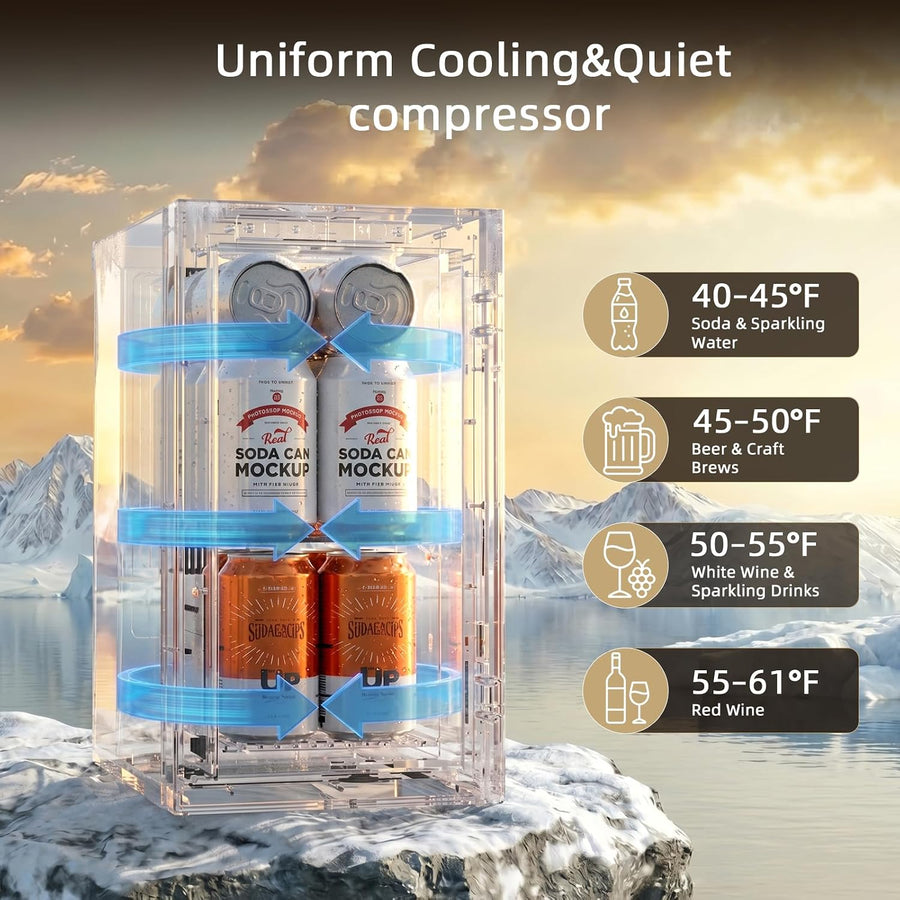Kismile 10L Mini Beverage Refrigerator with Glass Door WC5810