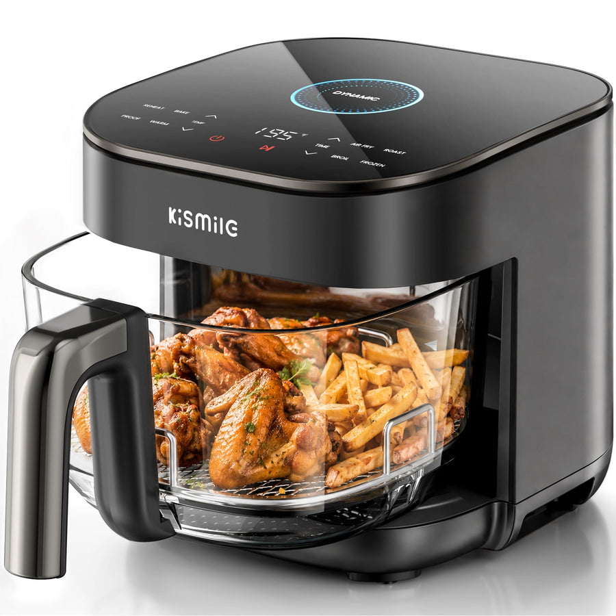 Kismile 8-in-1 AeroLucen 5 QT Glass Air Fryer with Clear Borosilicate Glass Basket AF9310