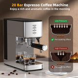 Kismile Espresso Coffee Maker Machine 20 Bar, with Milk Frother Steam Wand CM8032