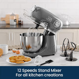Kismile Stand Mixer, 5.5-Quart Electric Mixer with 12 Speeds CF3715
