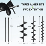 WORKPRO 62CC Post Hole Digger Gas Powered Earth Digger 4" 6" 8" Auger Drill Bits